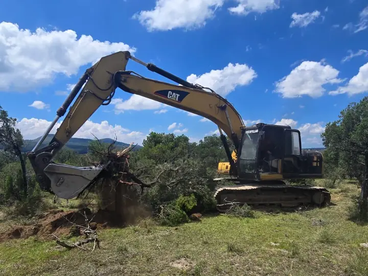 Desmonte con excavadora en el predio